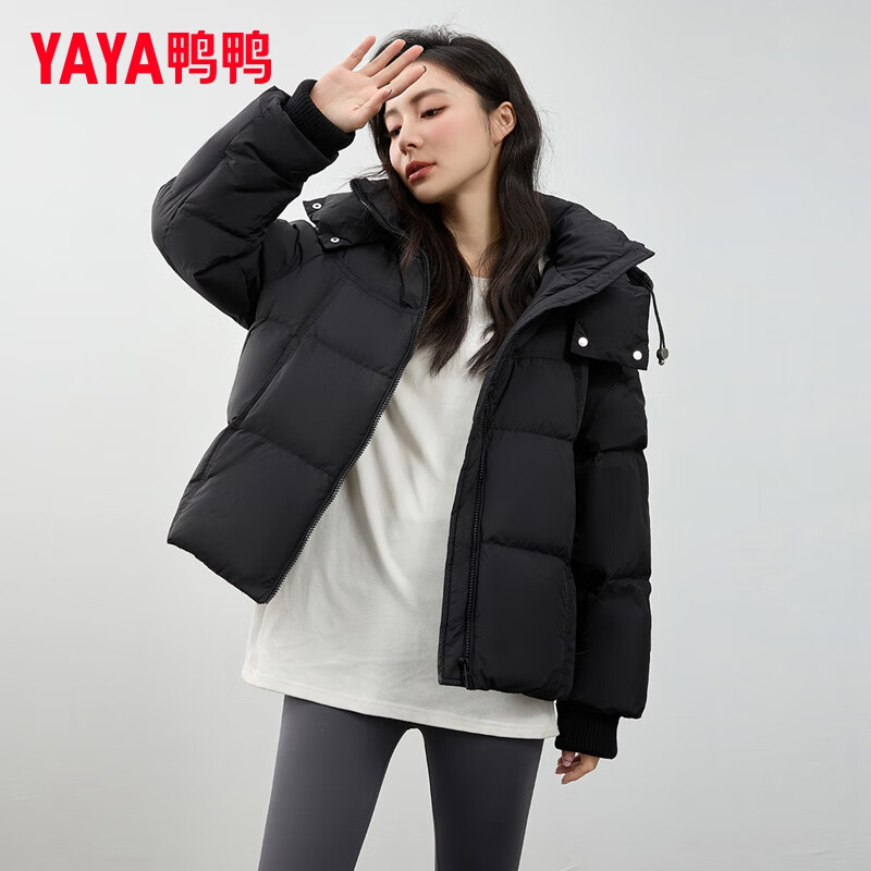 鸭鸭（YAYA）羽绒服女冬季连帽短款加厚保暖女士面包服韩版宽松休闲百搭外套女