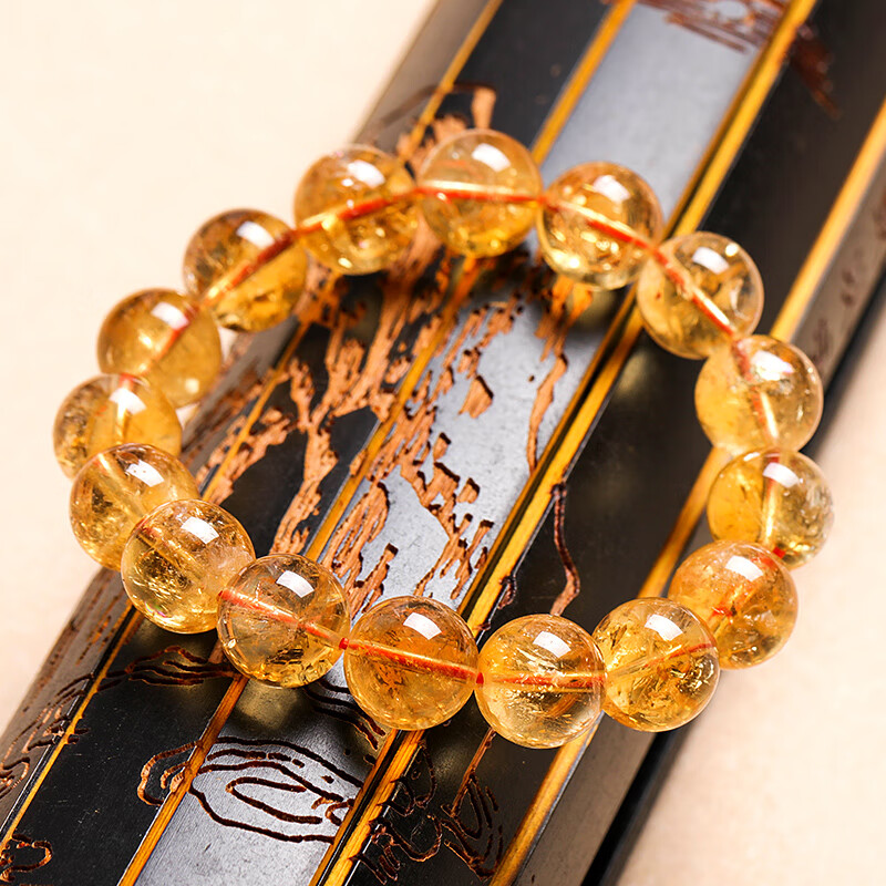 天魅天然巴西黄水晶 大橘黄超七水晶手链女手串男阿塞斯特莱黄晶石珠