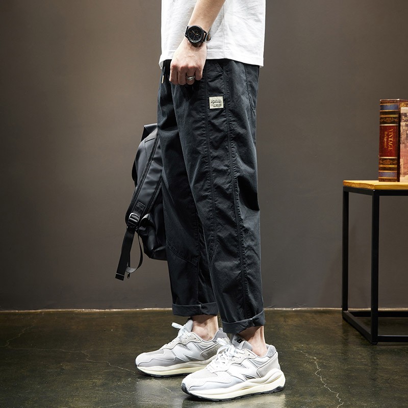 依郎酷男士休闲裤男宽松直筒裤男生纯棉春夏季大码胖子松紧腰肥佬长