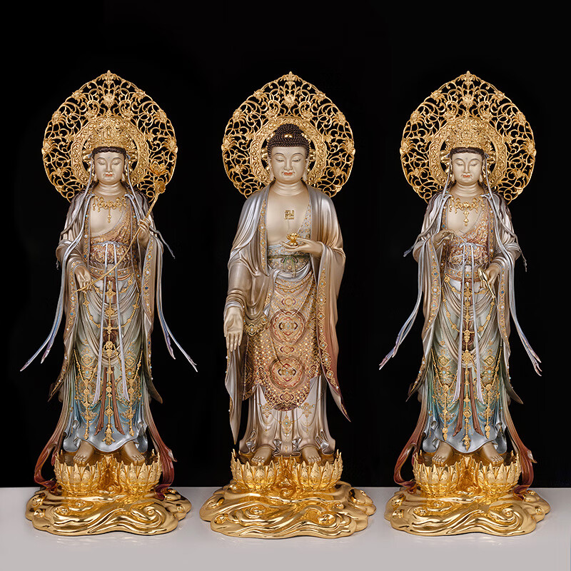 佛像摆件掐丝贴金珐琅镶宝石观音菩萨站像供奉 120cm佛顶108cm阿弥陀
