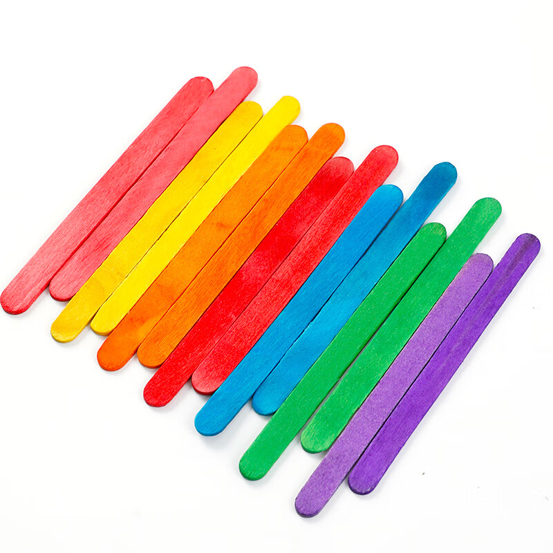 冰棍棒木棒小木板片木条冰棒棍模型材料结盟者 彩色直65*10mm约100根