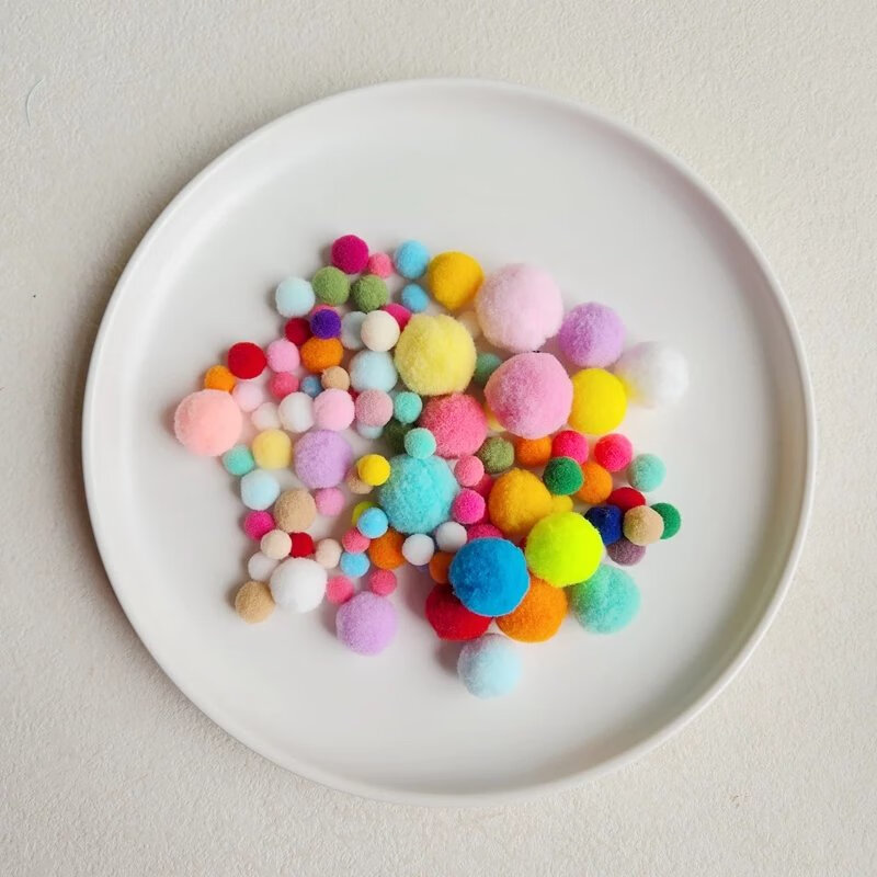 混装高弹彩色小毛球diy儿童创意手工金葱毛绒球大小混合饰品材料 1