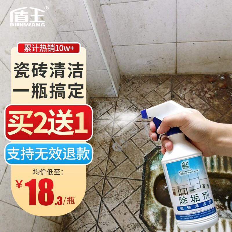 盾王瓷砖清洁剂地板强力去污多功能浴室卫浴家用清洗剂厕所除垢剂 500ml