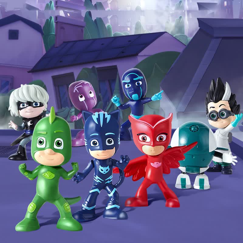 睡衣小英雄月之女迷你人偶蛋糕装饰摆件盲盒套装玩具公仔 全套八款