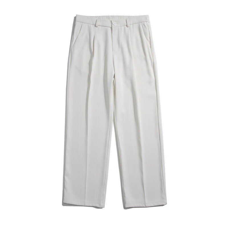 凯逸弗（kainifu）春装新款裤子港风直筒裤宽松休闲拖地裤垂感小西裤 白色 S