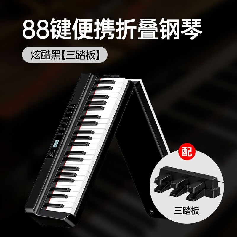 特伦斯（Terence）电钢琴X88E折叠钢琴家用88键初学者便携式成人幼师电子可折叠 主机+三踏板【官方标配】