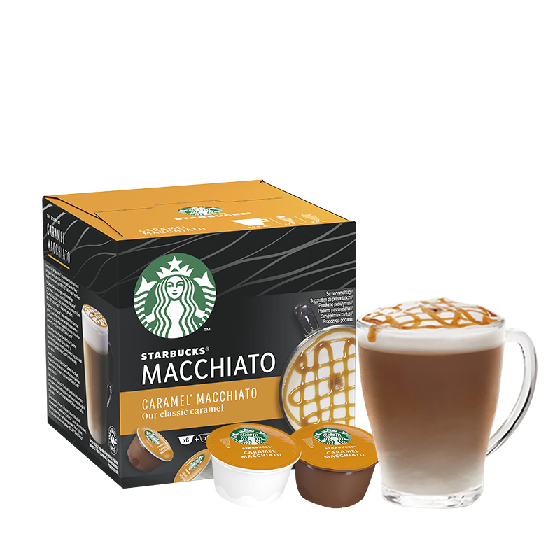 星巴克(Starbucks) 胶囊咖啡 焦糖风味玛奇朵花式咖啡（雀巢多趣酷思咖啡机适用）内含12颗胶囊可做6杯