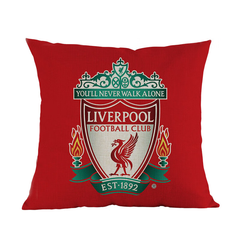 郦狼 足球俱乐部抱枕2023英超徽logo双面印抱枕沙发卧室球 利物浦 厚