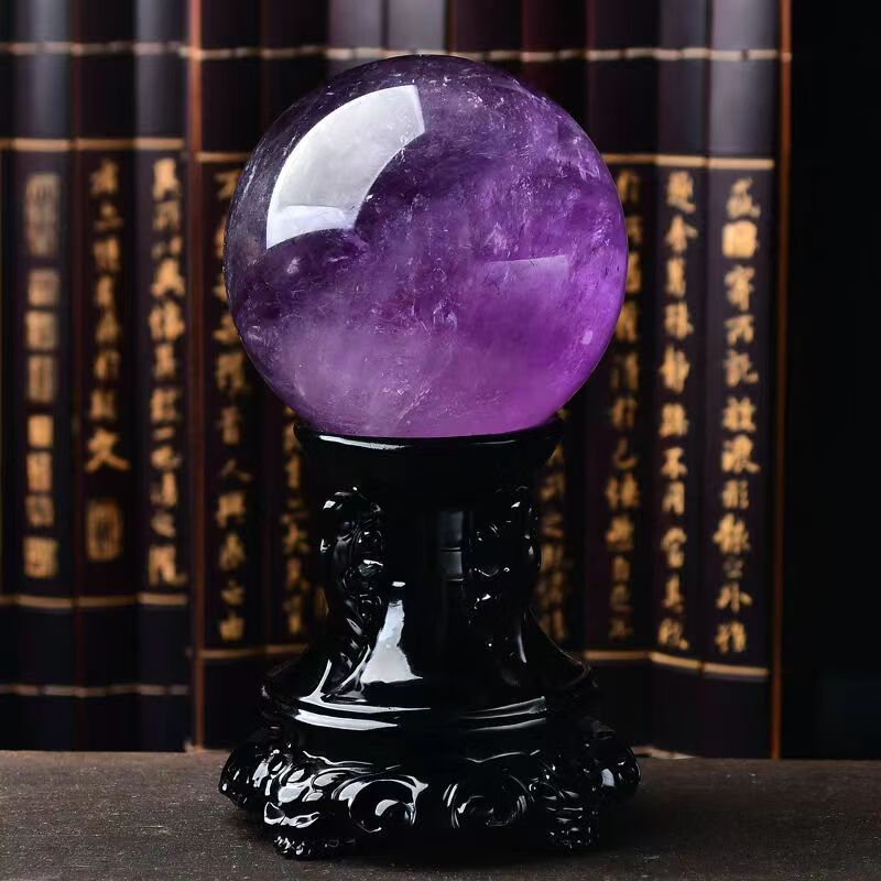 办公装饰摆设乌拉圭原矿紫晶风水球支持鉴 优中选优4厘米 豪华底座
