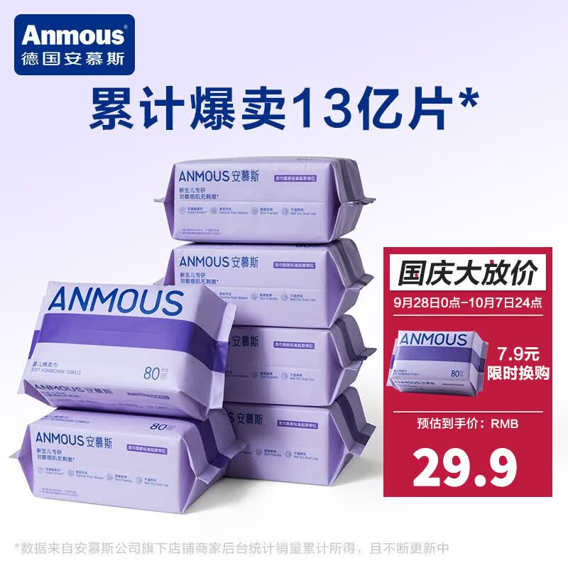 安慕斯（Anmous）婴儿绵柔巾手口屁专用新生儿宝宝干湿两用巾卸妆巾绵柔亲肤纸巾 80抽*6包【店长推荐】使用感如何?