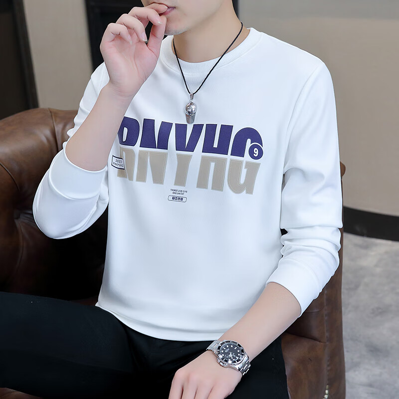 加兰特galanet 潮牌男款卫衣2023秋季修身圆领百搭印花长袖上衣男士