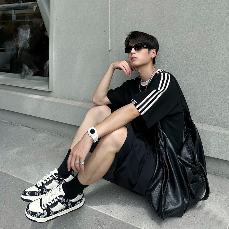 Tcellars男鞋秋冬新款板鞋男涂鸦撞色设计低帮厚底情侣女鞋运动休闲鞋子男 夜空黑 41