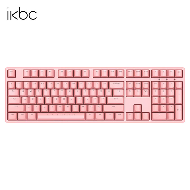 ikbc 粉色键盘机械键盘无线键盘C87C104樱桃键盘办公游戏cherry轴樱桃机械键盘pbt C210粉色有线108键 红轴