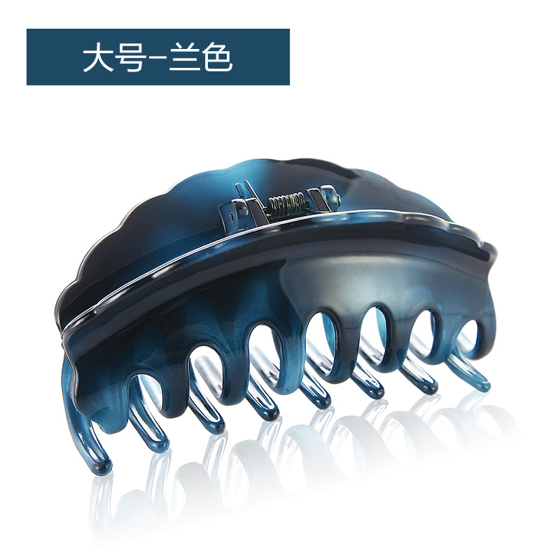 耐摔发夹女士大号盘发抓夹冲凉夹实用洗澡发爪夹子发饰品 兰色大号