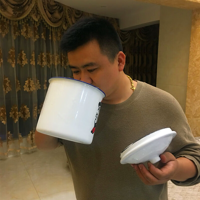 大茶缸子大号超大号3000ml搪瓷杯怀旧经典复古带盖茶缸子老式大号