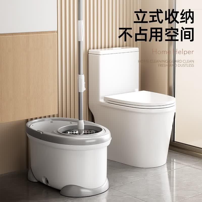 太太乐旋转拖把免手洗新款双驱动家用一拖净手压甩水墩布桶 双驱动省力不锈钢拖盘+加厚3拖头