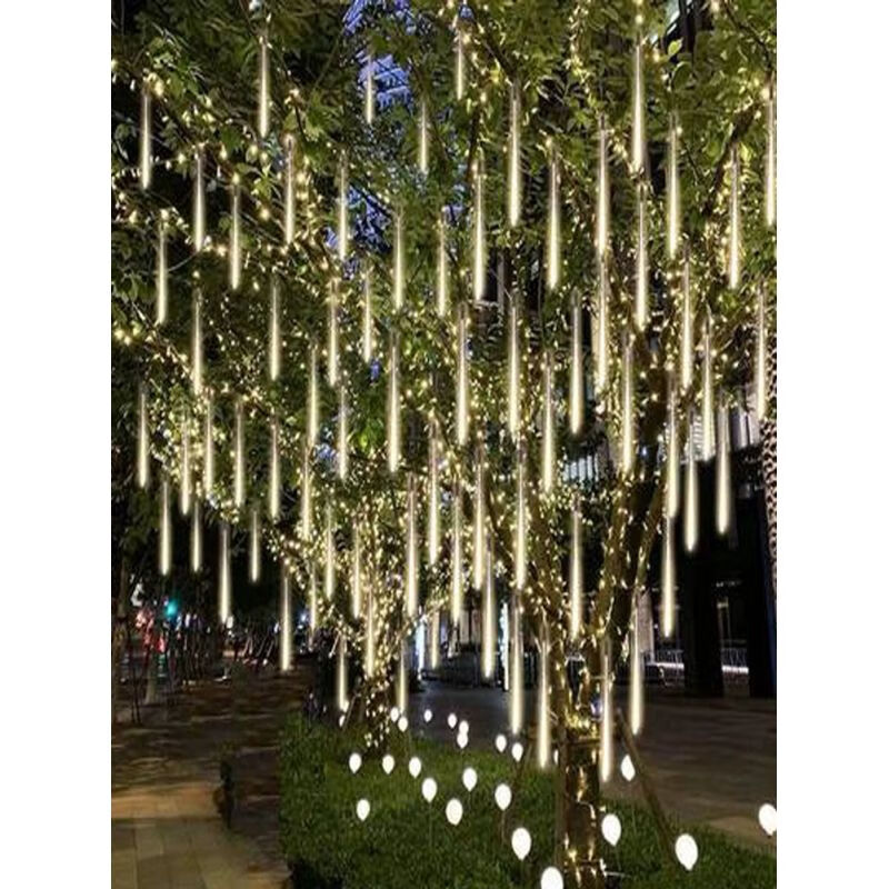 太阳能流星雨彩灯led闪灯满天星户外防水量化庭院公园挂树装饰灯 段彩