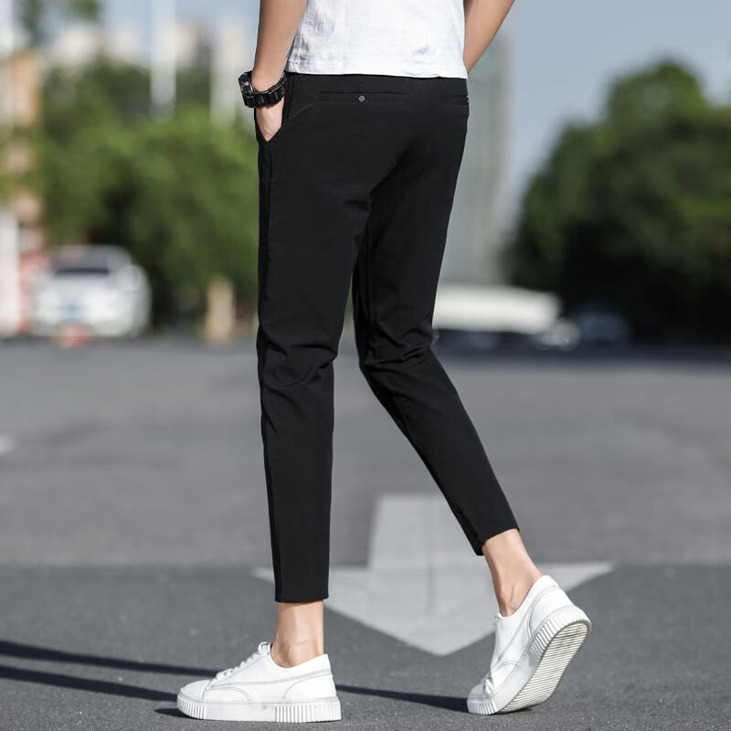 登页小码男裤子26加小号27码矮个子西装裤小脚秋冬加绒九分裤男修身弹