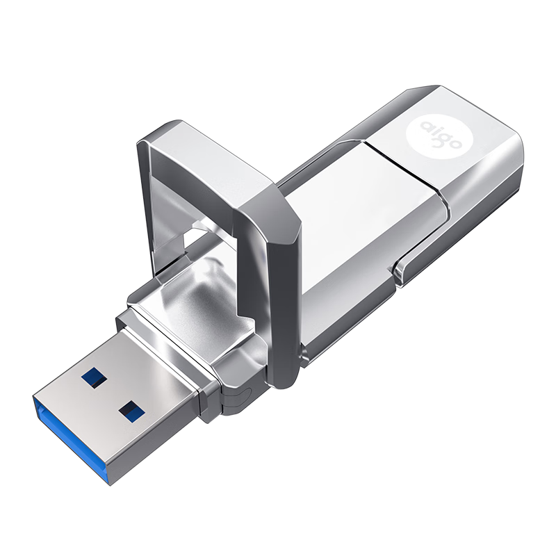 aigo 爱国者 超跑系列 U393 USB 3.1 固态U盘 银色 128GB Type-C/USB双口