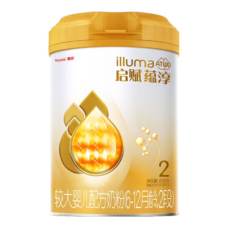 惠氏（Wyeth）启赋蕴淳进口较大婴儿配方奶粉2段（6-12月）810g A2奶源HMO