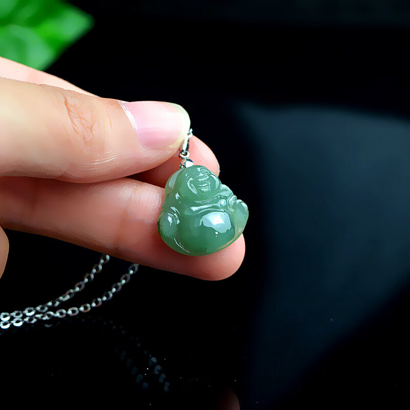 奢欧兰缅甸a货小玉佛吊坠翡翠吊坠玉佛公挂件玉佩挂坠女款项链