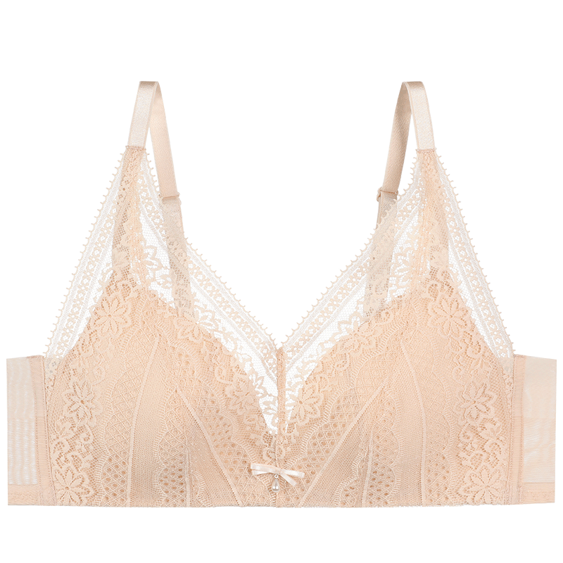 安莉芳 安莉芳蕾絲V型抹胸?zé)o鋼圈文胸薄款內(nèi)衣 自然膚SKN 80B 