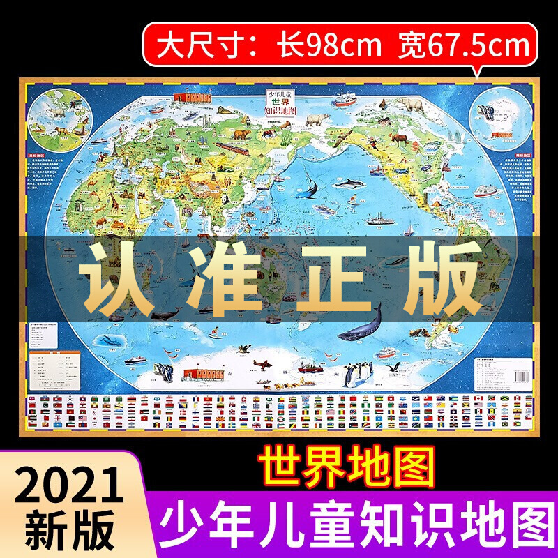 2021新版少年儿童世界知识地图 儿童成长教育知识教具少年儿童实用知识地图 世界