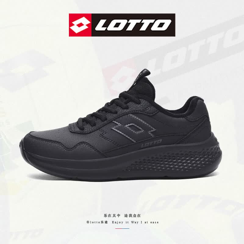乐途（LOTTO）休闲鞋男跑步鞋男皮面加绒保暖轻弾舒适缓震防滑户外运动鞋女 黑色加绒（女款） 40