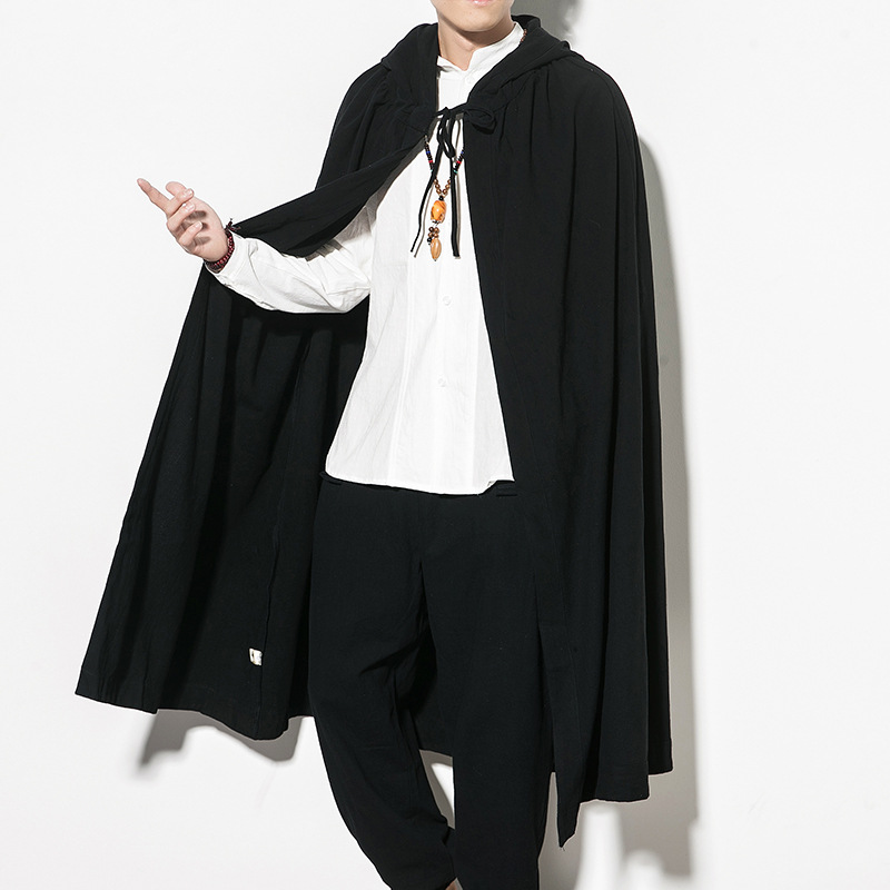 专帅古装男侠客斗篷装外套披风披肩式暗黑系剑客汉服中国风大衣秋冬款