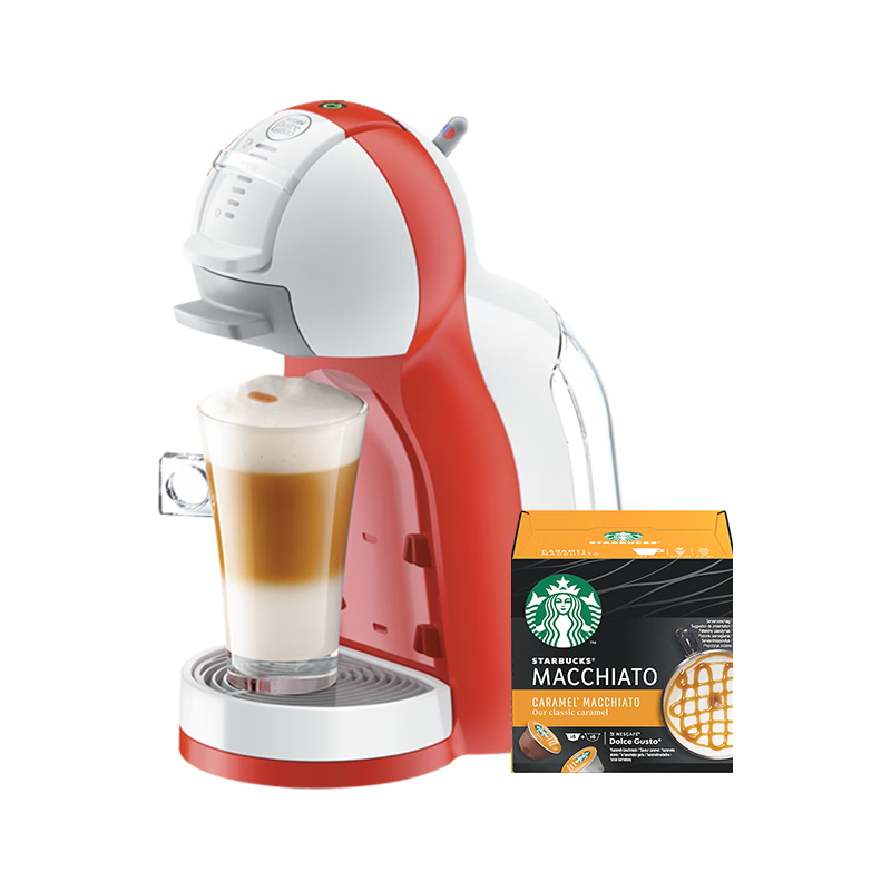 雀巢多趣酷思x星巴克 全自动胶囊咖啡机小型组套 含MINIME红色x1+星巴克胶囊x2(NescafeDolceGusto)