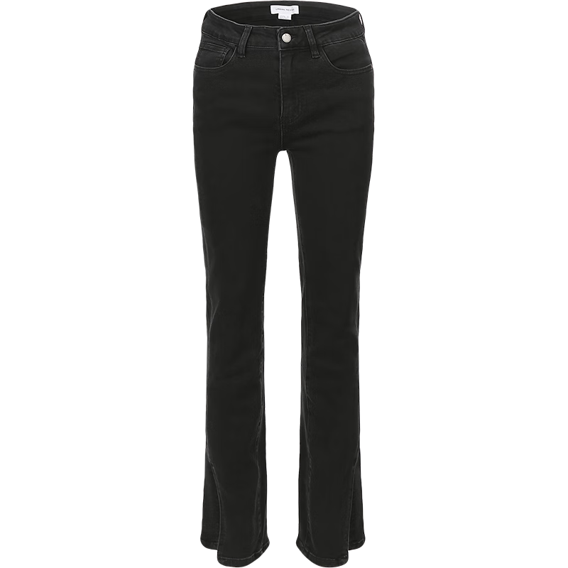 UR2022冬季新款女装时尚黑色开衩高腰紧身牛仔长裤走势分析