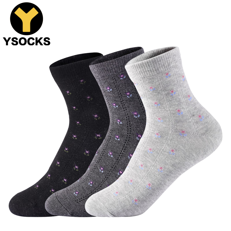 YSOCKS专利防臭袜子女士中筒夏薄科技凉感纯银纤维抗菌银离子棉袜元素 混色(黑1深灰1浅灰1) 3双 均码