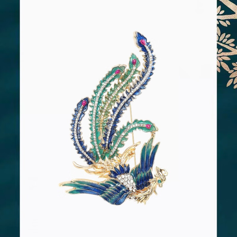 芠拉中国风栖凤胸针女精致个性珐琅彩凤凰胸花小众设计感别针配饰