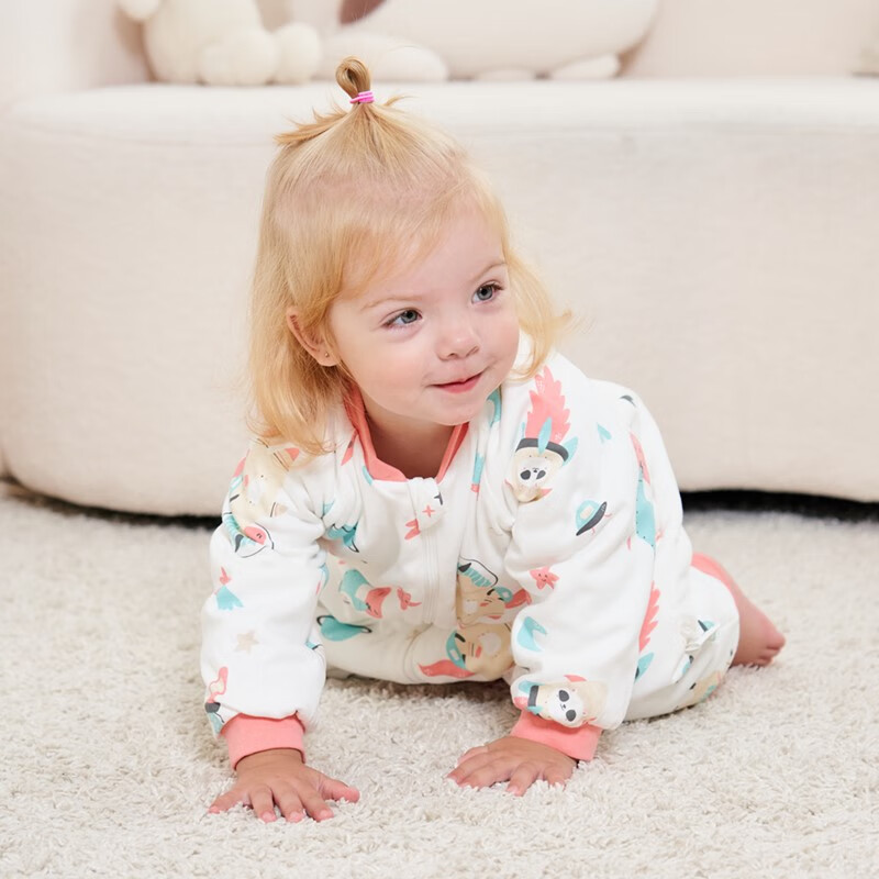 甜蜜礼物棉分腿睡袋婴幼儿童男女宝宝防踢被可拆袖抱被秋冬季新款睡衣 60g棉按扣裆【春秋16-22度】太空 90码(身高80-90CM)12-24个月