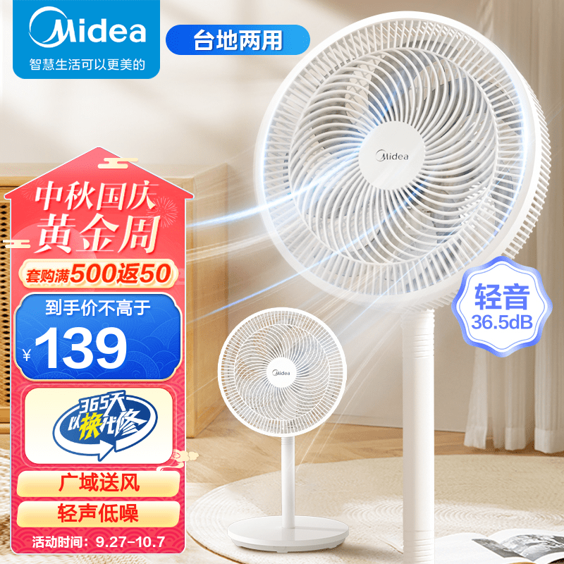 美的（Midea） 电风扇家用7叶落地扇 摇头电风扇循环风扇通风大风量电扇（台地两用升级款） 白色丨SAF30AC属于什么档次？