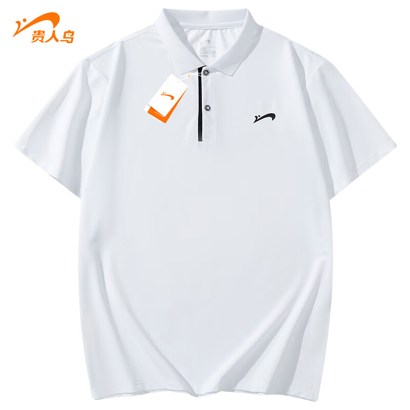 贵人鸟polo衫男针织短袖翻领logo中青年潮流中青年男女同款 白色 3xl