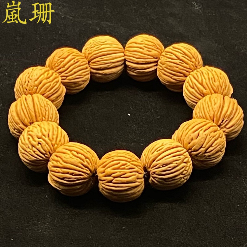 岚珊树皮纹桃核手串竖纹桃核菩提子手把件男女文玩小核桃手持佛珠手链