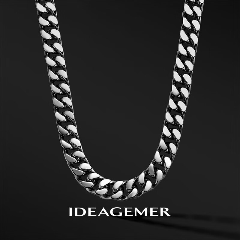 IDEAGEMER加粗款925銀古巴鏈項(xiàng)鏈男士時(shí)尚潮流個(gè)性輕奢簡(jiǎn)約歐美風(fēng)素鏈單鏈 加粗款-古巴鏈-50cm