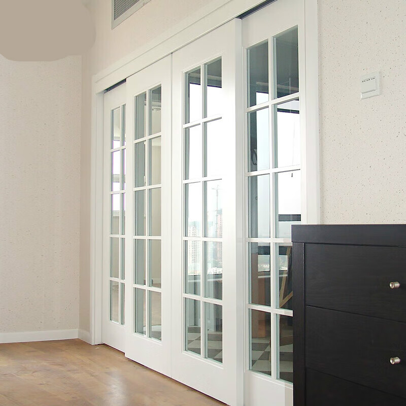 美克杰定制北欧实木烤漆玻璃推拉门厨房吊趟移门阳台三推拉玻璃门隔断