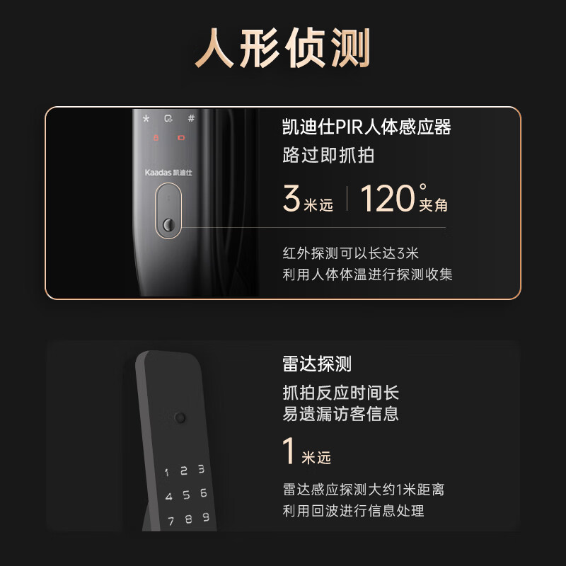 凯迪仕(kaadas)智能锁K20 Pro Max升级版3D人脸大屏监控 智能门锁 指纹锁 太空灰