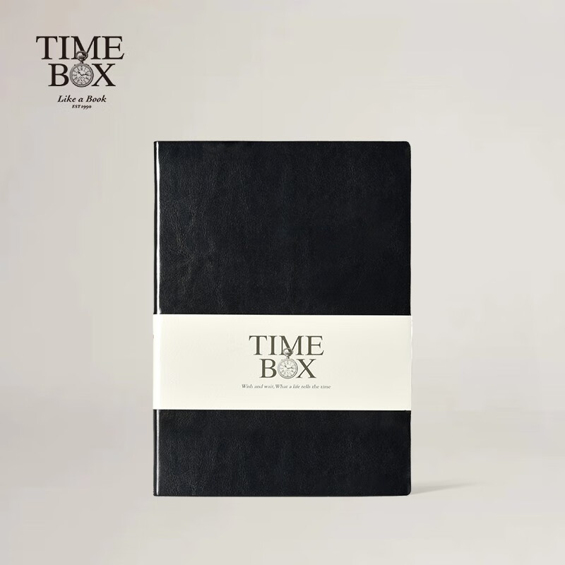 Time box B5大號仿皮記事本高檔辦公商務簡約日本紙文藝ins風創(chuàng)意精致大學生隨身記錄本定制 B5大號-油蠟黑 B5大號