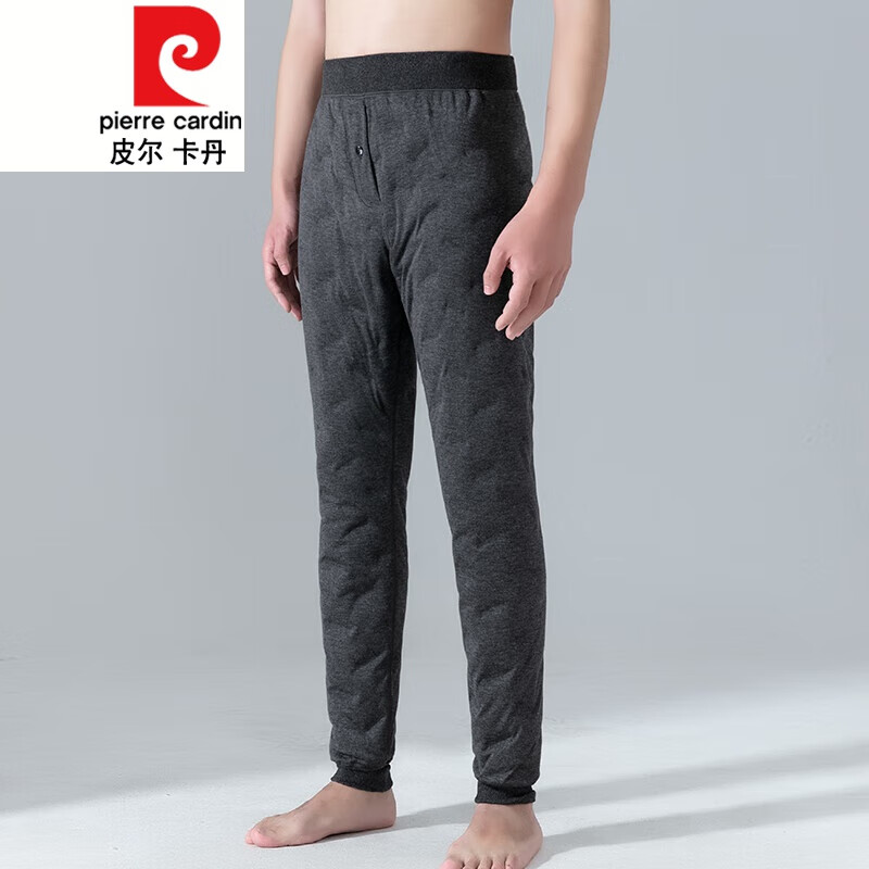 皮尔卡丹品牌男装 羽绒裤男士内穿冬季中老年棉裤大码高腰加绒加厚弹