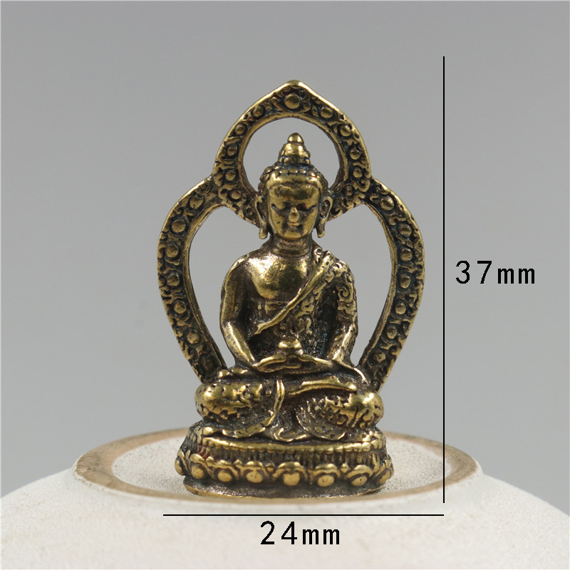 佛像古玩全黄铜供奉如来佛祖小摆件招财结缘佛教用品 铜西方三圣佛像