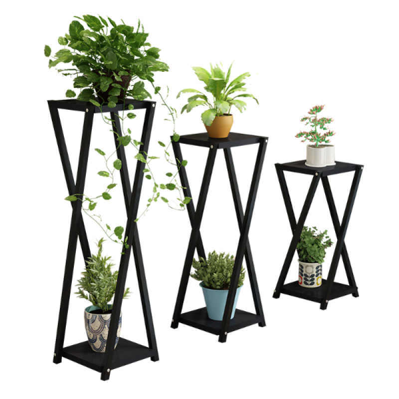 菲达森 客厅铁艺花架子绿萝架阳台花盆多层室内落地式北欧简易花架单个办公室盆景架 80CM高 黑架+白板