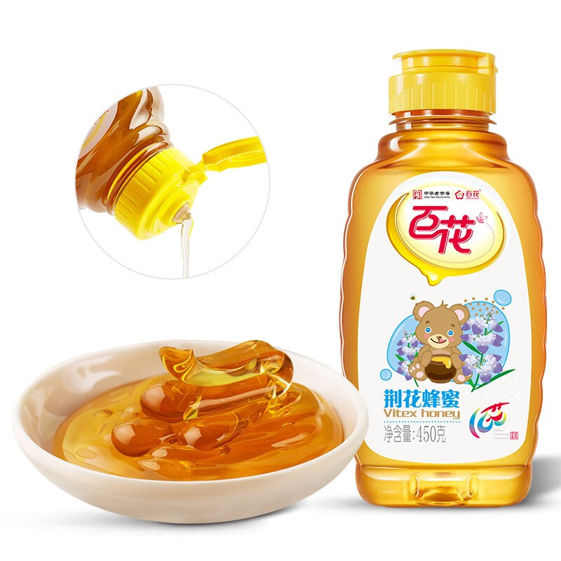 百花 荆花蜂蜜450g 天然蜂蜜挤压瓶口 中华老字号 早餐牛奶麦片伴侣