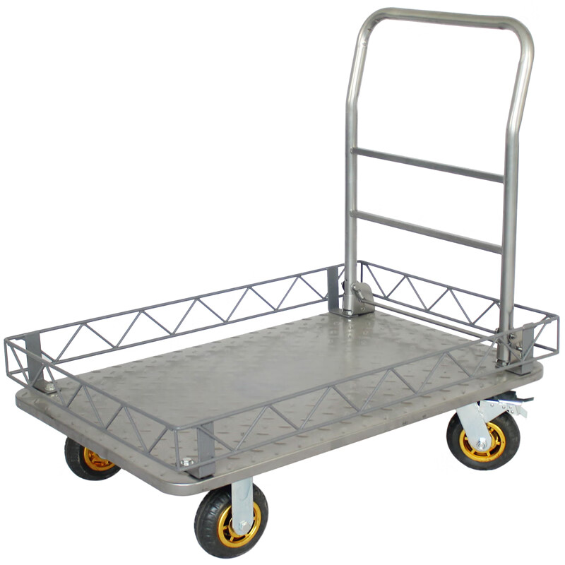 百乐享 四轮物流车手推车带围栏拉货车平板车购物车仓库搬运车手拉车