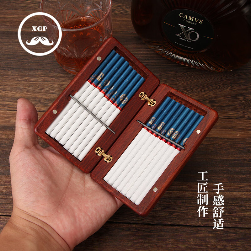 木质烟盒花梨木20支装细烟烟盒户外随身翻盖复古木质10支装个性烟夹