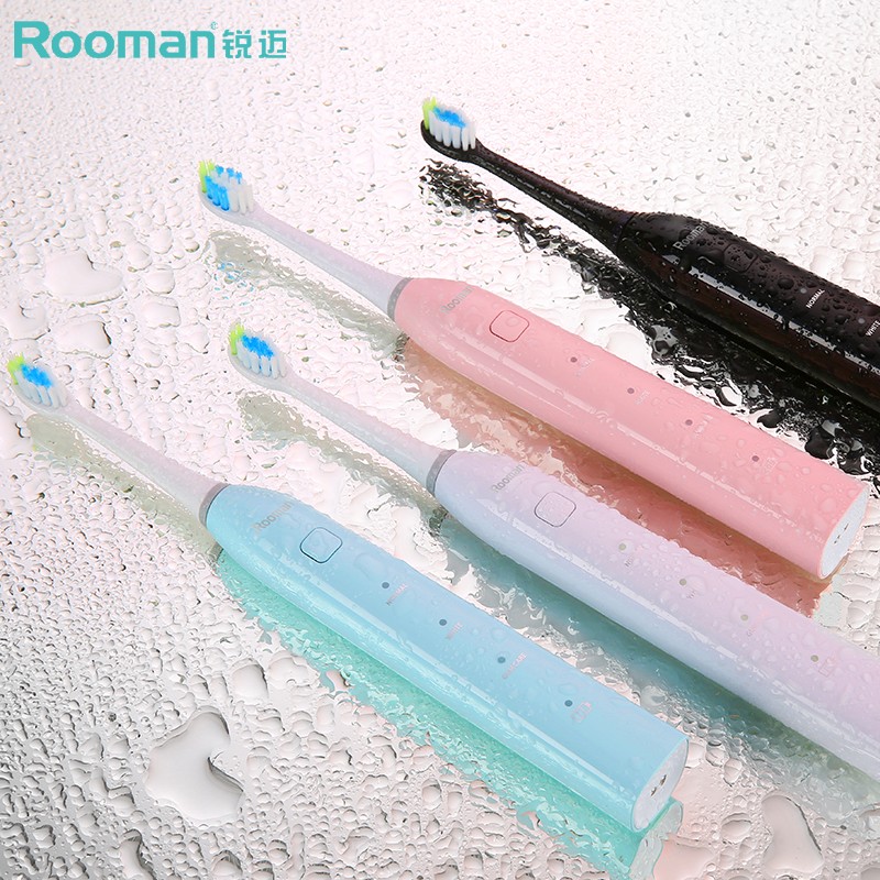 小曼 （Rooman）电动牙刷 H3 成人情侣高频声波震动磁吸充电式杜邦软毛全自动防水 粉色（享2个刷头）
