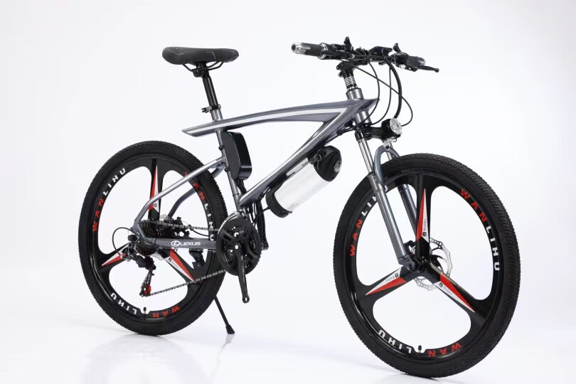 澳颜莱雷克萨斯自行车26寸27速36伏10安锂电池电助力山地车 灰色 27速 26英寸