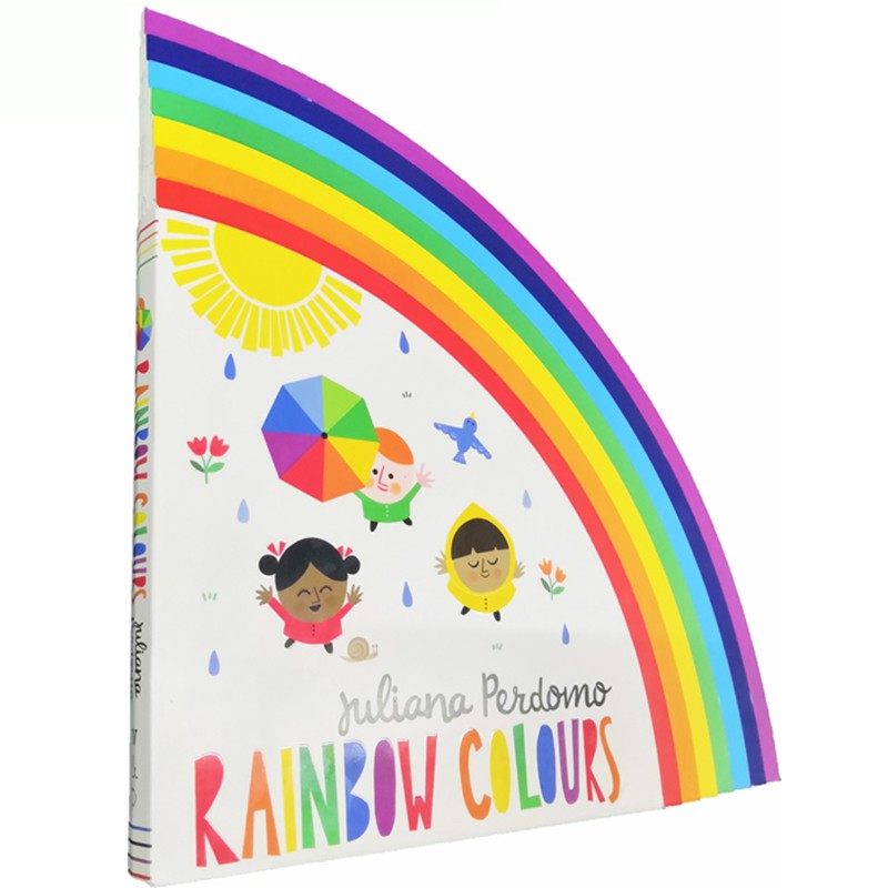 英文原版 rainbow colours 彩虹色 造型纸板书 儿童启蒙认知 颜色分辨